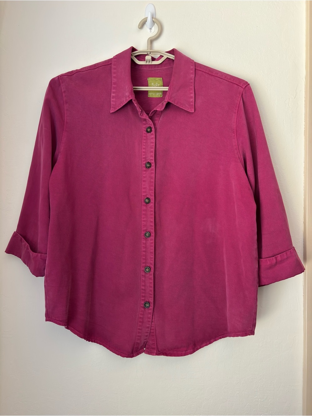 Pulp Cuffed Sleeve Button Up Shirt Size Extra Large/XL Pink Lyocell Versatile